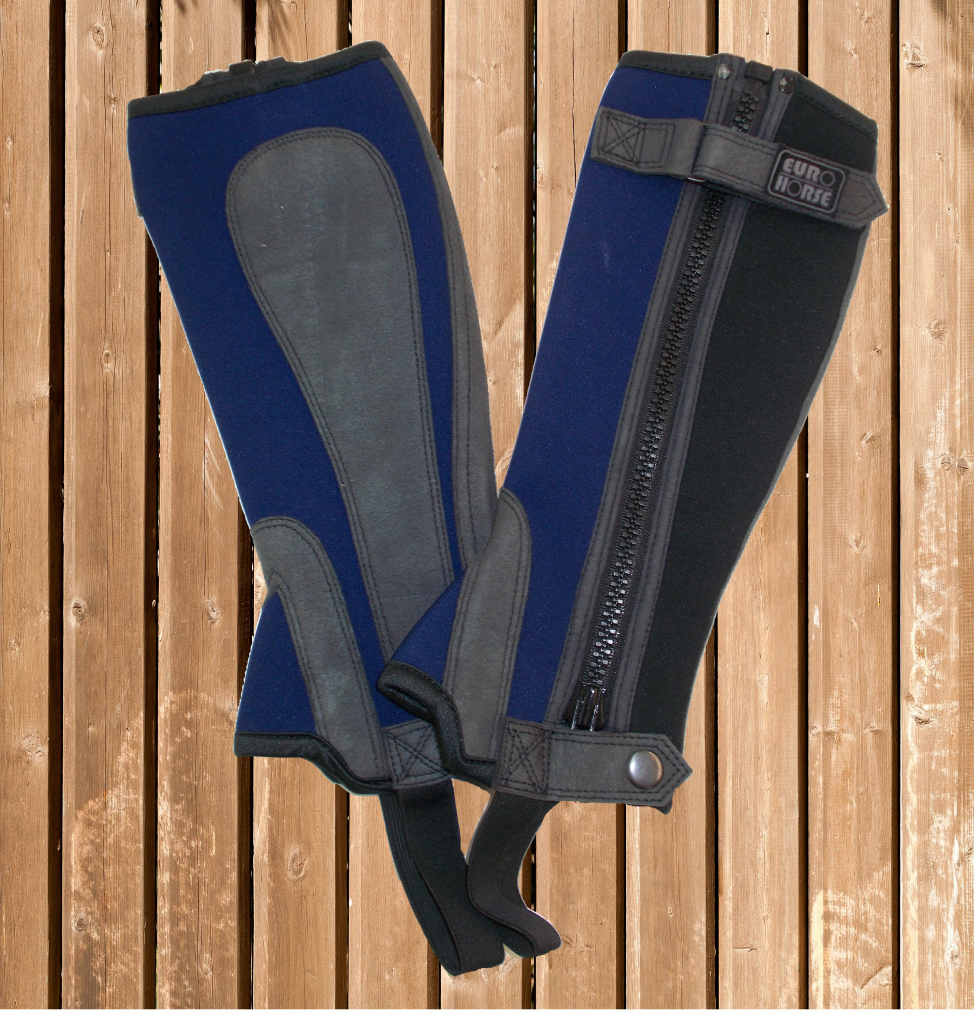 EuroHorse Waden Chaps Neopren f. Kinder, blau/schwarz